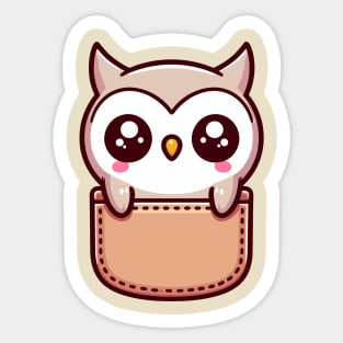 Baby Owl in Pocket Kawaii Bird Lover Sticker